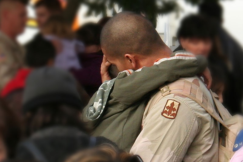 Solider returning home to family