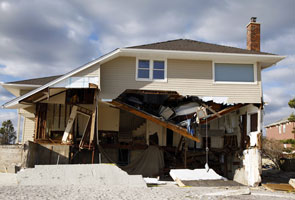 Damaged house from a tornado